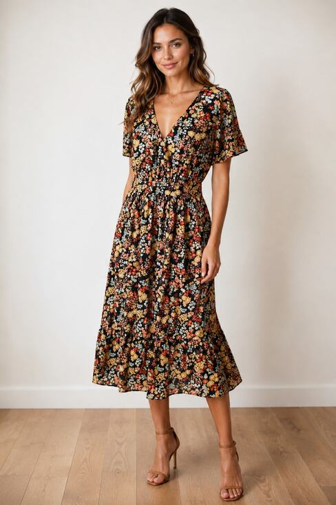 Madewell Dresses & Skirts - Madewell Women's Midi Dress Size 6 Dolman-Sleeve Ruffle Floral